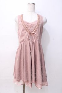 axes femme / バラ柄ふくれジャガードチュニ M ピンク Y-25-08-08-081-AX-TO-SZ-ZY