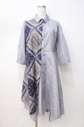axes femme / 柄切替イレヘムシャツワンピース M 紺 Y-25-08-08-084-AX-OP-SZ-ZY