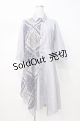 axes femme / 柄切替イレヘムシャツワンピース M 紺 Y-25-08-08-084-AX-OP-SZ-ZT014