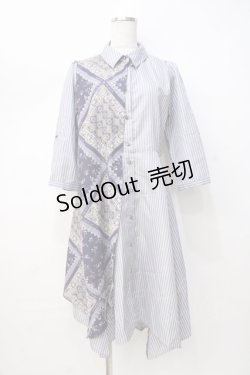 画像1: axes femme / 柄切替イレヘムシャツワンピース M 紺 Y-25-08-08-084-AX-OP-SZ-ZT014