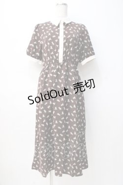 画像1: axes femme POETIQUE / ベアドットシャツ風ワンピース M 茶. Y-25-08-08-087-AX-OP-SZ-ZT184
