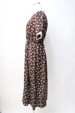 画像2: axes femme POETIQUE / ベアドットシャツ風ワンピース M 茶. Y-25-08-08-087-AX-OP-SZ-ZY
