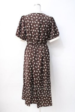 画像3: axes femme POETIQUE / ベアドットシャツ風ワンピース M 茶. Y-25-08-08-087-AX-OP-SZ-ZY