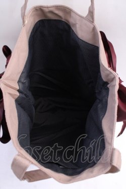画像3: Maison de FLEUR / 受注限定Beigeキャンバストートバッグ F ボルドー Y-25-08-08-010-LO-BG-SZ-ZY