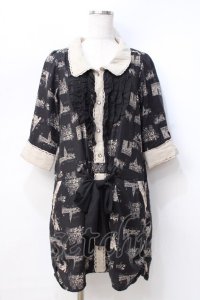 axes femme / アンティーク柄ワンピース M 黒 Y-25-08-08-088-AX-OP-SZ-ZT477