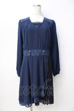 画像1: axes femme / カシュクールワンピース M 紺 Y-25-08-08-089-AX-OP-SZ-ZY