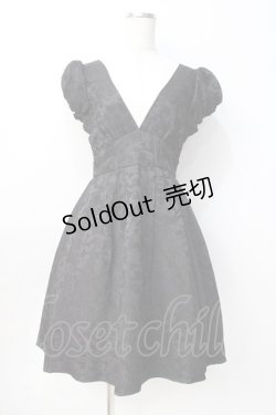 画像1: axes femme POETIQUE / フラワージャカードワンピース M 黒 Y-25-08-08-098-AX-OP-SZ-ZY