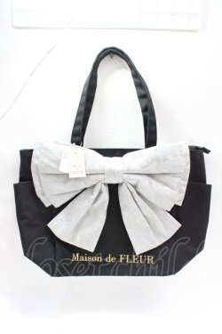 画像1: Maison de FLEUR / ルミネ限定レースビッグリボントートMバッグ F ブラック Y-25-08-08-002-LO-BG-SZ-ZY