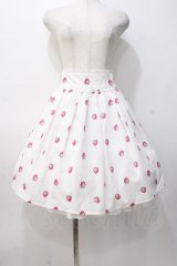 mille fille closet / ストロベリー柄スカート  白 Y-25-08-08-114-LO-SK-SZ-ZY
