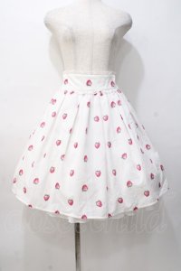 mille fille closet / ストロベリー柄スカート  白 Y-25-08-08-114-LO-SK-SZ-ZY
