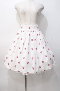 画像1: mille fille closet / ストロベリー柄スカート  白 Y-25-08-08-114-LO-SK-SZ-ZY