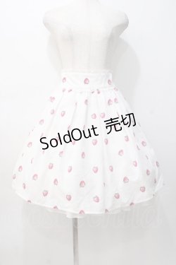 画像1: mille fille closet / ストロベリー柄スカート  白 Y-25-08-08-114-LO-SK-SZ-ZT0926A