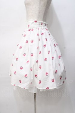 画像2: mille fille closet / ストロベリー柄スカート  白 Y-25-08-08-114-LO-SK-SZ-ZY