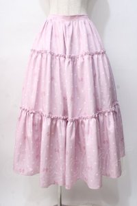 axes femme kawaii / ハートドット柄ティアードスカート M ピンク Y-25-08-08-117-AX-SK-SZ-ZY