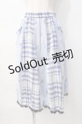 MINT NeKO / 柄切替ねこじろうレーススカート  サックス Y-25-08-08-121-HN-SK-SZ-ZY