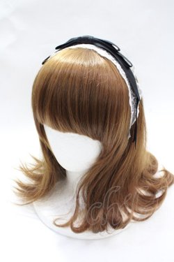 画像1: axes femme kawaii / レースリボンカチューシャ  黒 Y-25-08-08-018-AX-AC-SZ-ZY