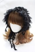 MARBLE / フリンジリボンフリルヘッドドレス  黒 Y-25-08-08-019-GO-AC-SZ-ZY