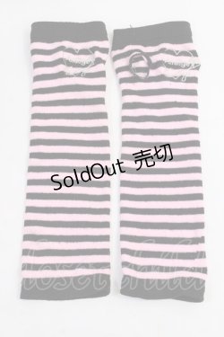 画像1: Amilige / ボーダーアームウォーマー  黒×ピンク Y-25-08-08-024-PU-ZA-SZ-ZT150-F002