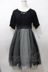 axes femme / チュール切替ドッキングワンピース M 黒 Y-25-08-11-039-AX-OP-SZ-ZY