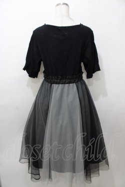 画像2: axes femme / チュール切替ドッキングワンピース M 黒 Y-25-08-11-039-AX-OP-SZ-ZY
