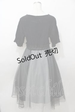 画像2: axes femme / チュール切替ドッキングワンピース M 黒 Y-25-08-11-039-AX-OP-SZ-ZY