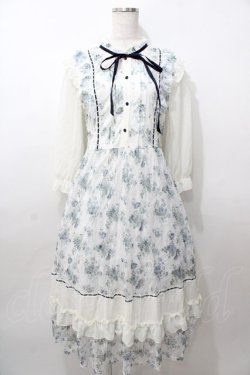 画像1: axes femme / フラワープリントレースワンピース  白 Y-25-08-11-040-AX-OP-SZ-ZY