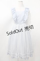 axes femme POETIQUE / トランプ刺繍エプロン風ワンピース M サックス Y-25-08-11-042-AX-OP-SZ-ZY