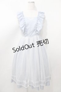 axes femme POETIQUE / トランプ刺繍エプロン風ワンピース M サックス Y-25-08-11-042-AX-OP-SZ-ZY