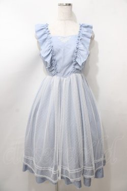 画像1: axes femme POETIQUE / トランプ刺繍エプロン風ワンピース M サックス Y-25-08-11-042-AX-OP-SZ-ZY