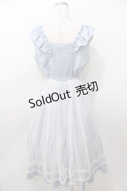 画像2: axes femme POETIQUE / トランプ刺繍エプロン風ワンピース M サックス Y-25-08-11-042-AX-OP-SZ-ZY