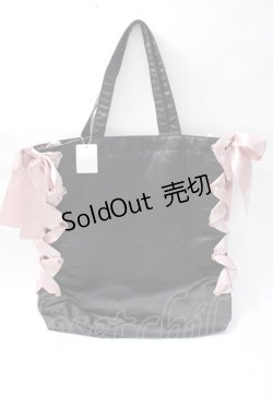 画像2: Maison de FLEUR / レースアップリボントートバッグ  黒 Y-25-08-11-005-LO-BG-SZ-ZY