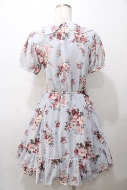 画像2: axes femme POETIQUE / 花柄スカラップ襟半袖ワンピース M サックス Y-25-08-11-045-AX-OP-SZ-ZY