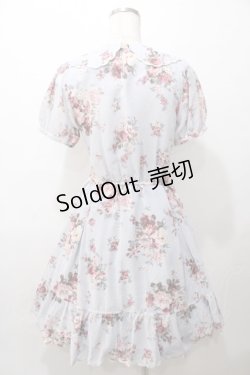 画像2: axes femme POETIQUE / 花柄スカラップ襟半袖ワンピース M サックス Y-25-08-11-045-AX-OP-SZ-ZY