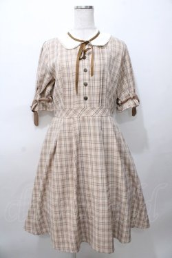 画像1: axes femme POETIQUE / ベルトデザイン半袖ワンピース M 茶 Y-25-08-11-047-AX-OP-SZ-ZY
