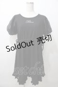 axes femme POETIQUE / シアーパフ袖カットミニワンピ M 黒 Y-25-08-11-049-AX-OP-SZ-ZT009