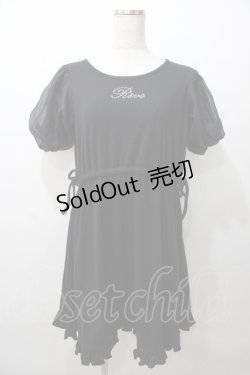 画像1: axes femme POETIQUE / シアーパフ袖カットミニワンピ M 黒 Y-25-08-11-049-AX-OP-SZ-ZT009