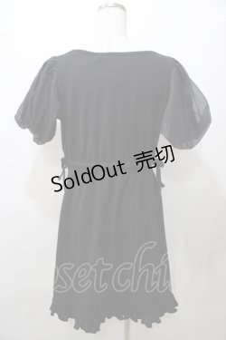 画像2: axes femme POETIQUE / シアーパフ袖カットミニワンピ M 黒 Y-25-08-11-049-AX-OP-SZ-ZT009
