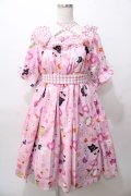 axes femme kawaii / ハッピーバカンス柄ワンピース M ピンク Y-25-08-11-056-AX-OP-SZ-ZY