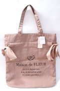 Maison de FLEUR / キャンバスダブルリボントートバッグ  ブラウン Y-25-08-11-007-LO-OP-SZ-ZY