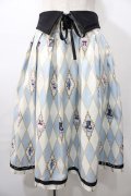 axes femme kawaii / ダイヤ柄襟付きスカート M サックス Y-25-08-11-065-AX-SK-SZ-ZY