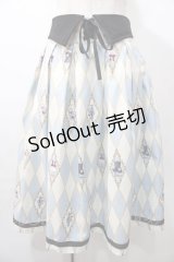 axes femme kawaii / ダイヤ柄襟付きスカート M サックス Y-25-08-11-065-AX-SK-SZ-ZH