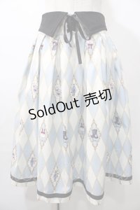 axes femme kawaii / ダイヤ柄襟付きスカート M サックス Y-25-08-11-065-AX-SK-SZ-ZH