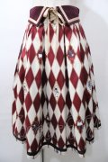 axes femme kawaii / ダイヤ柄襟付きスカート M ワイン Y-25-08-11-066-AX-SK-SZ-ZY