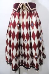 axes femme kawaii / ダイヤ柄襟付きスカート M ワイン Y-25-08-11-066-AX-SK-SZ-ZY