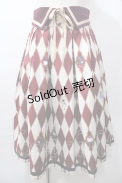 画像1: axes femme kawaii / ダイヤ柄襟付きスカート M ワイン Y-25-08-11-066-AX-SK-SZ-ZY