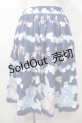 axes femme kawaii / ランドリー柄スカート M 紺 Y-25-08-11-067-AX-SK-SZ-ZY