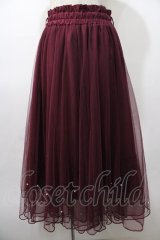 axes femme POETIQUE / パールデザインチュールスカート M ワイン Y-25-08-11-069-AX-SK-SZ-ZY