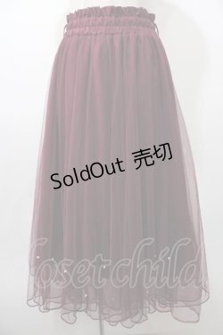 画像1: axes femme POETIQUE / パールデザインチュールスカート M ワイン Y-25-08-11-069-AX-SK-SZ-ZT442