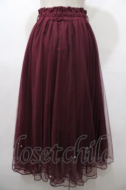 画像2: axes femme POETIQUE / パールデザインチュールスカート M ワイン Y-25-08-11-069-AX-SK-SZ-ZY