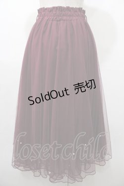 画像2: axes femme POETIQUE / パールデザインチュールスカート M ワイン Y-25-08-11-069-AX-SK-SZ-ZT442